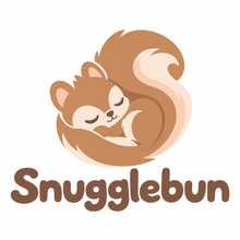 Snugglebun sleeping squirrel logo